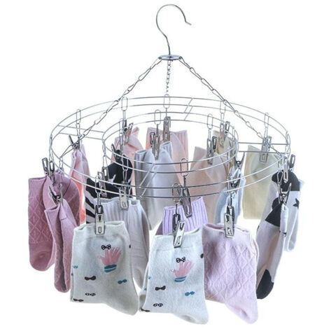 Corde à Linge 15 Pinces à Linge Rondes Diamètre 30cm Corde à Linge En Acier