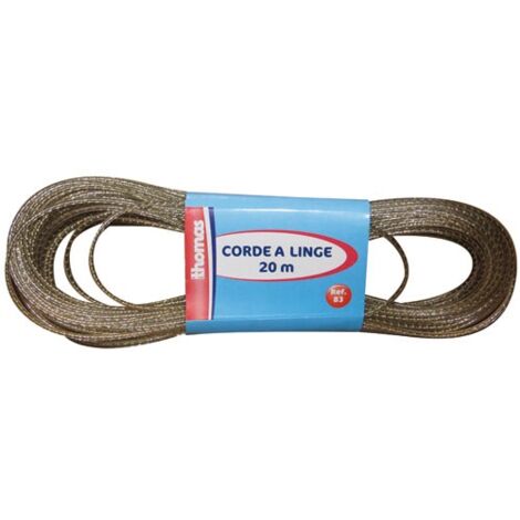 Corde à linge résistante 20 mètres – Acier plastifié – Finition lisse pour séchage extérieur – Charge maximale élevée – Brosserie Thomas
