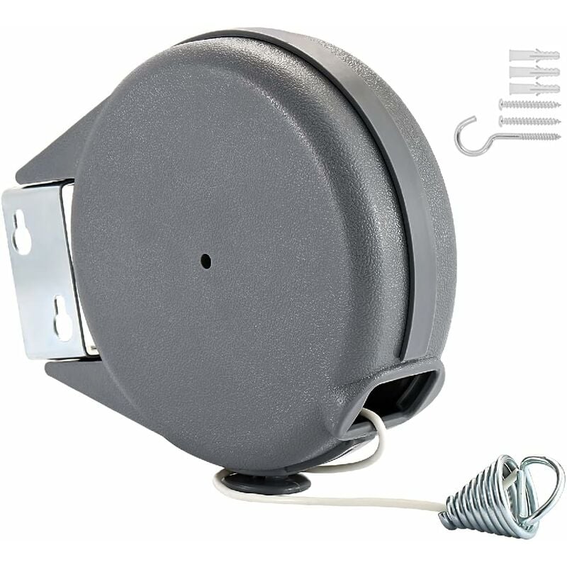 Corde à Linge Extensible 15M, Corde à Linge Extensible Fixée au Mur pour Corde de Sèche-Linge Intérieure et Extérieure Réglable 15M