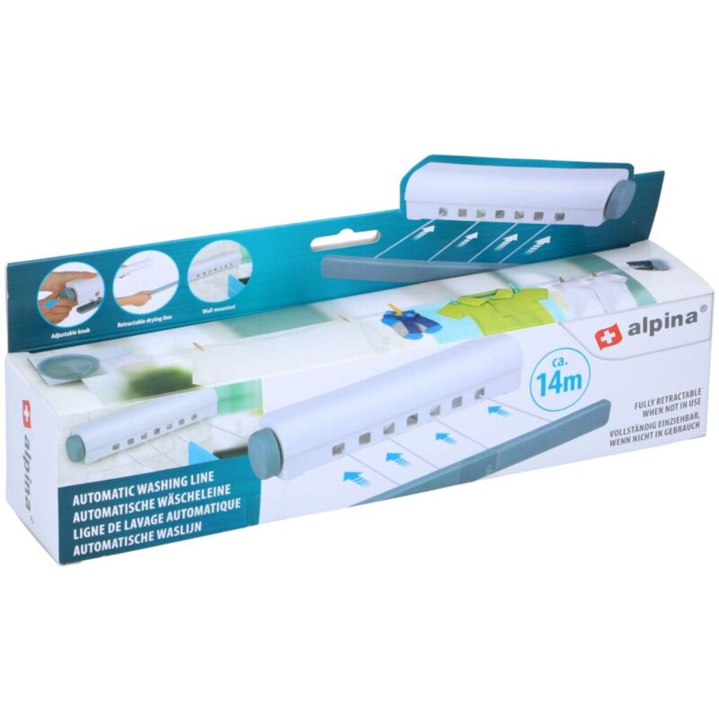Tendoir à linge automatique Alpina 14 m Blanc/Gris