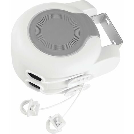 corde à linge extensible – séchoir mural pour intérieur et extérieur en plastique et métal – étendoir à linge de 12,8 m pour salle de bain, buanderie, jardin ou voyage – blanc