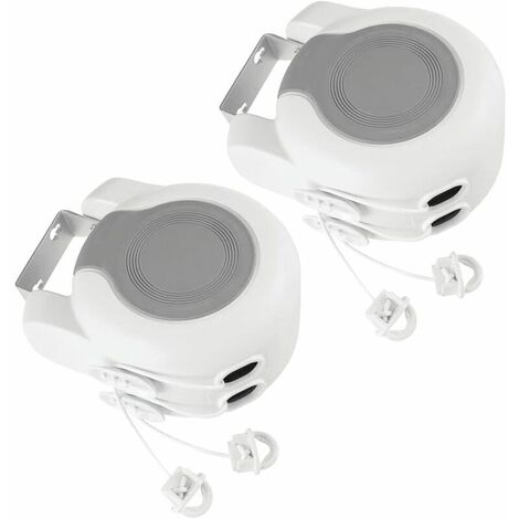 corde à linge extensible – séchoir mural pour intérieur et extérieur en plastique et métal – étendoir à linge de 12,8 m pour salle de bain, buanderie, jardin ou voyage – lot de 2 – blanc