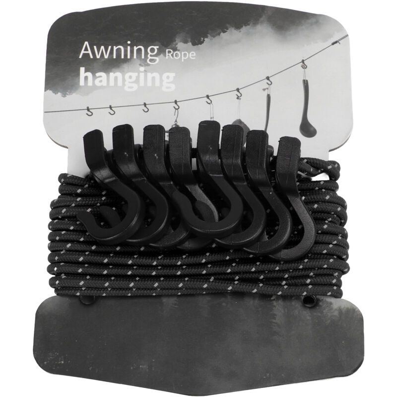 Corde à linge extérieure portable multifonction réglable anti-dérapante avec crochets noir