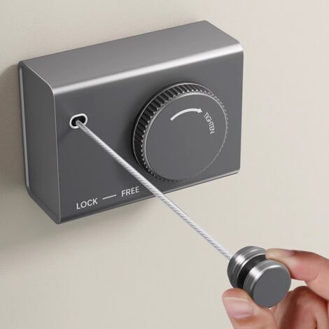 Corde à linge invisible grise, 4,2 m, séchoir à linge télescopique en acier sans trou d'intérieur, 1 pièce, style coulissant