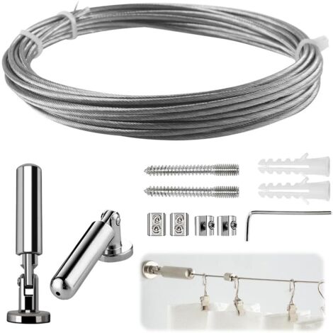 Corde à linge murale de 5 m, fil de rideau en acier inoxydable, câble de rideau, pour rideau, fil de tension, rideaux de douche