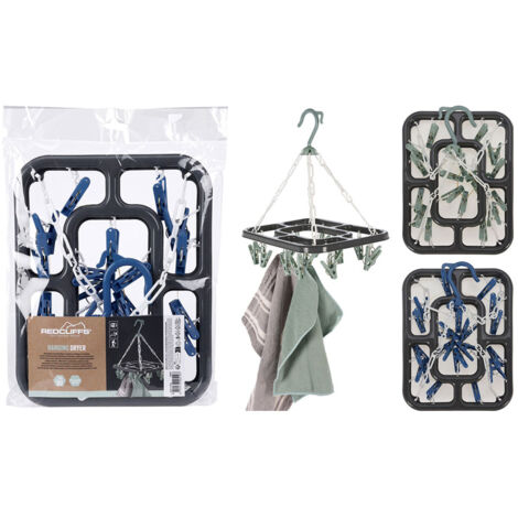 Corde à Linge Pliante Avec 18 Clips Couleurs Assorties - Redcliffs