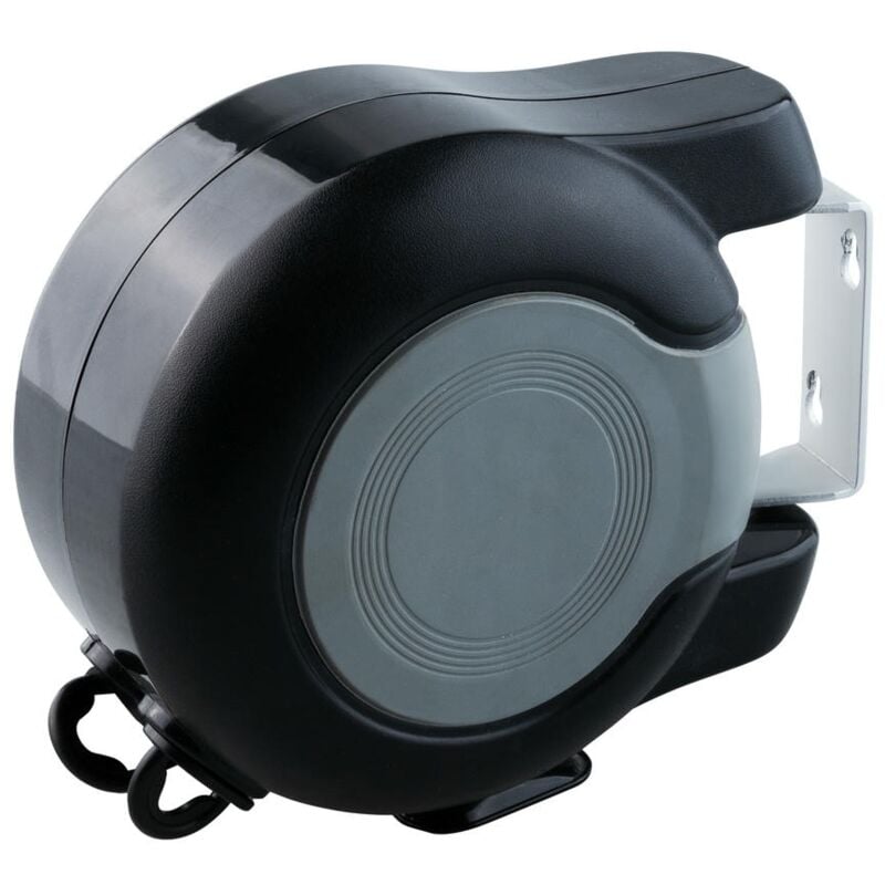 Corde à linge réglable à 2 cordes (supporte jusqu'à 15 kg, extensible jusqu'à 15 m de longueur) coloris noir et gris