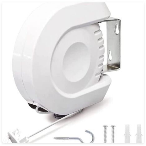 Corde à Linge Rétractable 12 mètres, Fil à Linge Rétractable Extérieur ou Intérieur pour Vêtements, Très Résistant, Installation Murale Flexible et Facile, Étendoir à Linge pour Murs