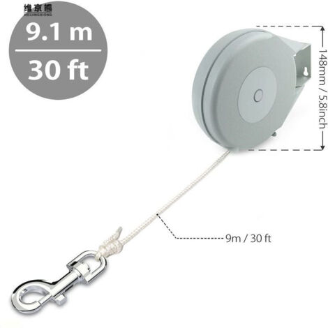 Corde à linge Rétractable, 12M Étendoir à linge Corde à Linge Rétractable Antidérapante Fil à Linge Corde à Linge Portable Camping Étendoirs Amovible
