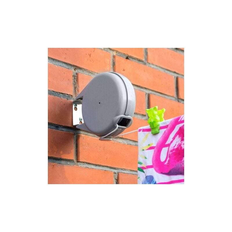 SNQ - Corde à linge rétractable de 15 m, corde à linge très solide et durable, mécanisme rétractable automatique, facile à installer au mur, étendoir