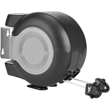 Corde à linge rétractable double 30m intérieur extérieur, ligne robuste pour étendoir à lessive noir gris