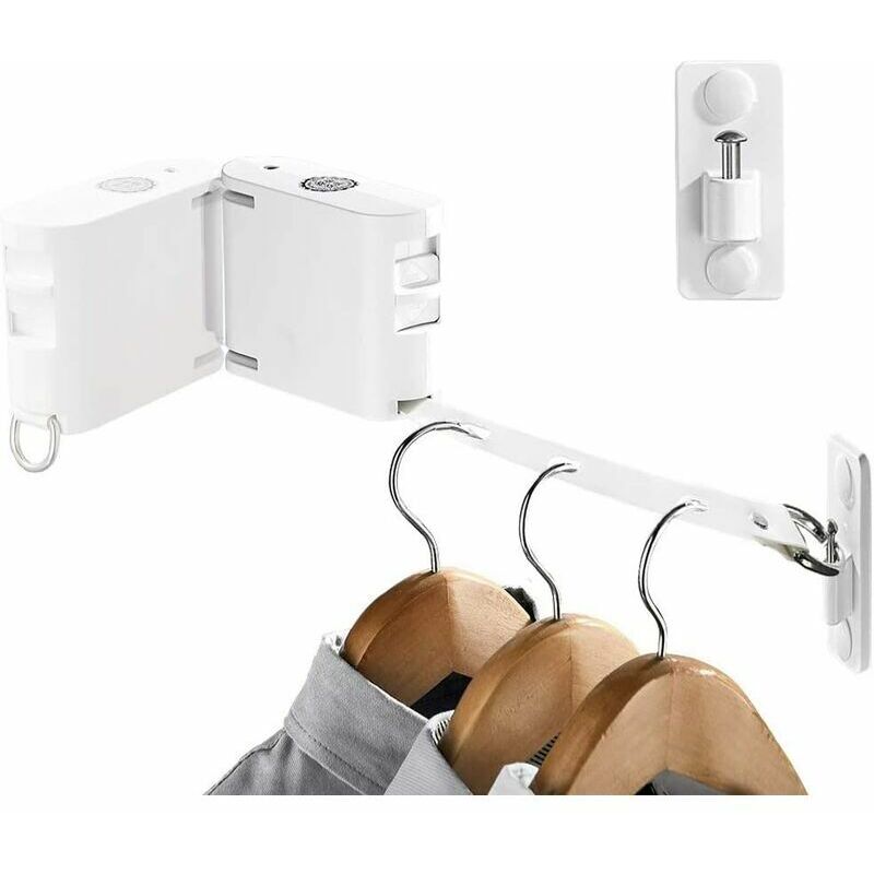 Corde à linge rétractable 1 à 2 m avec enrouleur et 4,2 m de trous de linge pour intérieur et extérieur