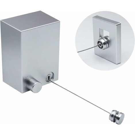 Corde a linge retractable exterieure 1 piece 4,2 m, corde a linge retractable en acier, argent