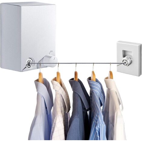 Corde à linge rétractable, longueur 4,2 m, blanc
