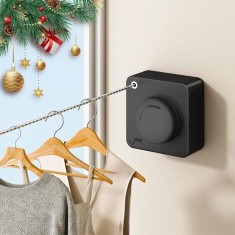 Corde à linge rétractable pour intérieur et extérieur, 4,2 m en acier inoxydable anti-affaissement avec design robuste à montage mural, séchoir à linge peu encombrant pour salle de bain