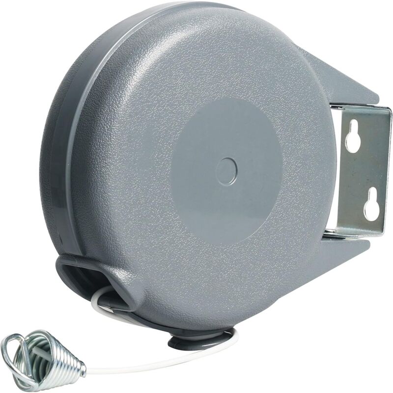 Corde à linge rétractable robuste pour l'extérieur et l'intérieur avec coque en ABS durable et ligne en PVC extrudé de 38 pieds, avec verrouillage