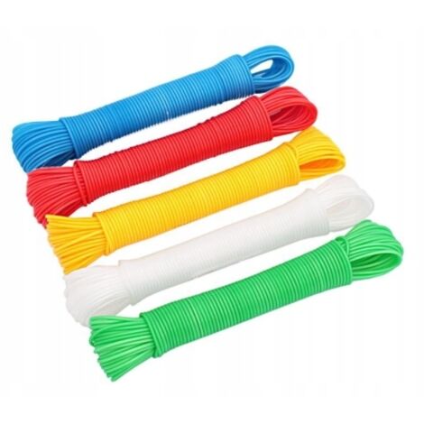 Corde à linge robuste enduite 20 m, mélange de couleurs