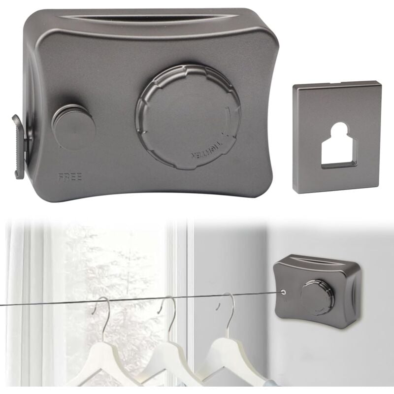 Corde à linge rétractable d'extérieur, rétractable, livrée avec une corde réglable en acier inoxydable 304 robuste, corde à linge de 5,1 m