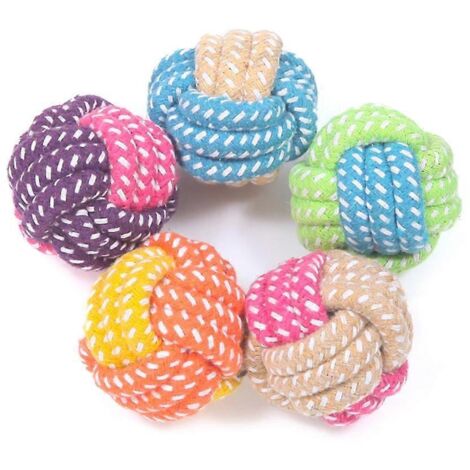 Corde à mâcher pour chiot en coton résistant, jouet de dentition, balle ronde pour tirer et rapporter, jouet interactif robuste.