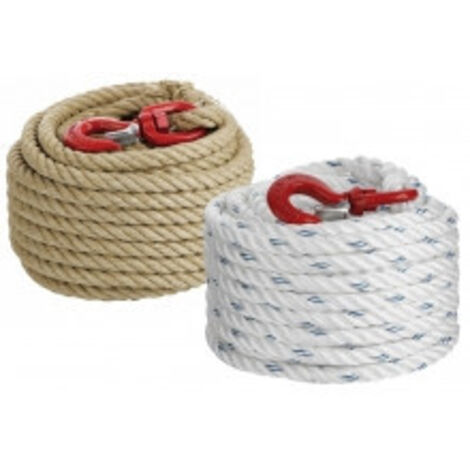Corde à poulie avec crochet 20 m polypropylène diam 20/22 mm - Outifrance