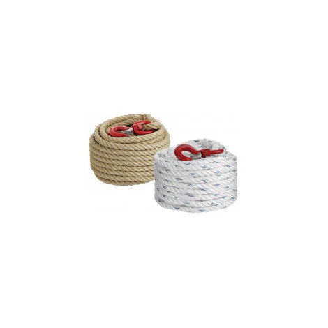 Corde à poulie avec crochet 30 m polypropylène diam 20/22 mm - Outifrance