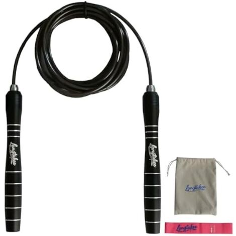 Corde à Sauter - Câble Acier 4 mm - Roulements 360° - Poignées en Alliage d'Aluminium - Réglable - Pour Entraînement Cardio Boxe MMA HIIT - 1 Pièce
