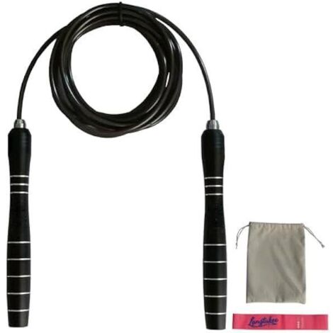Corde à Sauter - Câble en Acier 4 mm avec Roulements 360° - Poignées en Alliage d'Aluminium Réglables - Pour Entraînement Cardio Boxe MMA HIIT Double Under - 1 Pièce