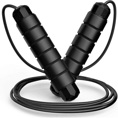 Corde à Sauter - Câble en Acier PVC Antienchevêtrement avec Roulements à Billes - Poignées en Mousse Ergonomiques Réglables - Pour Adulte Enfant Homme Femme - 1 Pièce