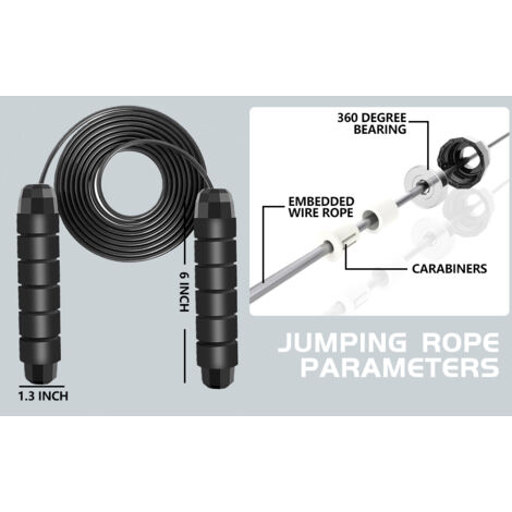 Corde à Sauter - Câble en Acier Revêtu de PVC - Roulements à Billes - Réglable en Longueur - Pour Adultes Enfants - 1 Pièce