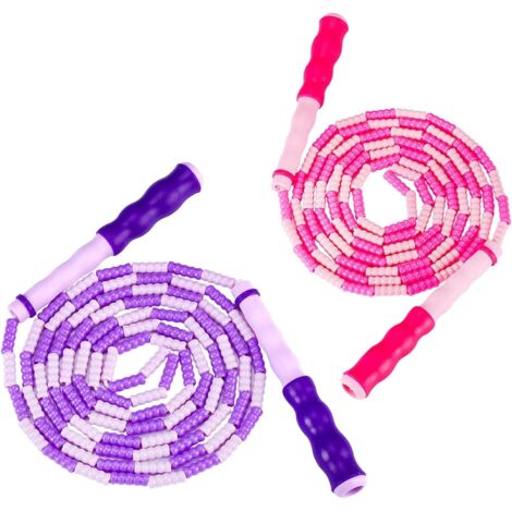 Corde à Sauter - Cordes en Perles TPU Souples sur Câble Nylon - Réglable par Nœud - Pour Entraînement Cardio, Crossfit, Boxe - 2 Pièces