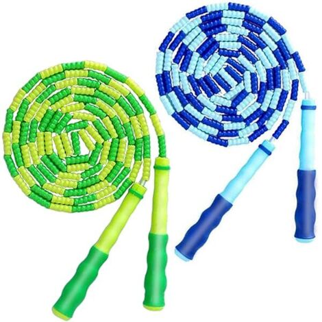 Corde à Sauter - Cordon Tressé Nylon - Perles PVC Souples - Réglable - Sans Enchevêtrement - Pour Enfants Adultes - 2,8 m