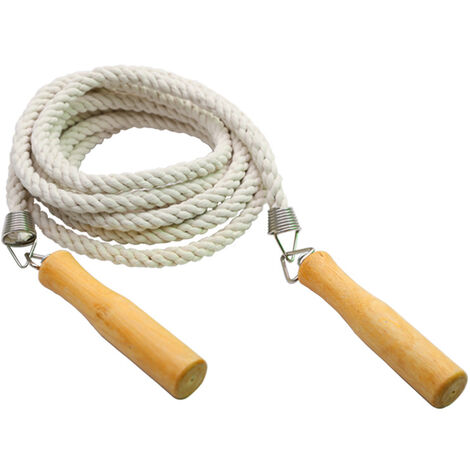 Longue corde à sauter multijoueur avec poignée en bois pour l'école, le  sport, les activités de plein air, le fitness et l'entraînement 3 m, 5 m, 7  m