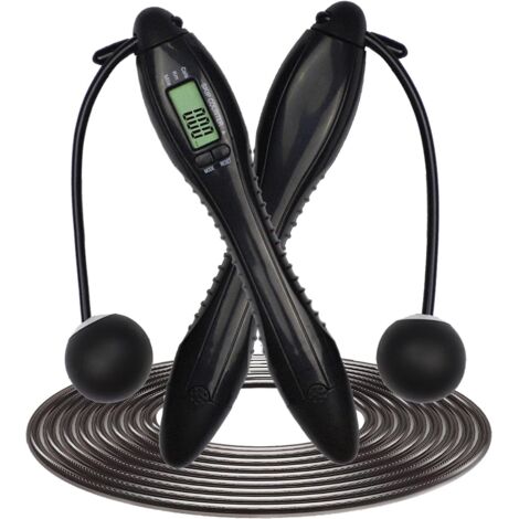 Corde à sauter de sport sans fil avec compteur, corde à sauter de fitness 4 en 1 avec compteur de vitesse et odomètre numérique