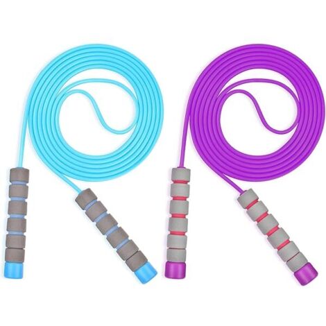Corde à Sauter Enfant - 260 cm - Poignées en Mousse Antidérapante - Réglable par Boucle - Pour Filles et Garçons - Lot de 2