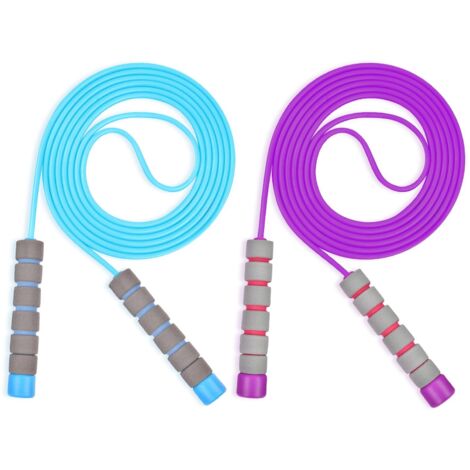 Corde à Sauter Enfant - 260 cm - Poignées en Mousse Antidérapantes - Réglable par Boucle - Pour Filles et Garçons - Lot de 2