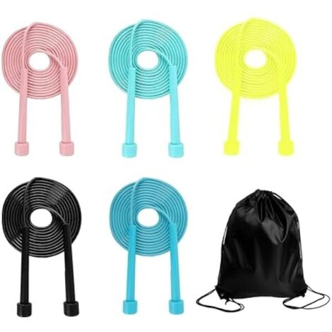 Corde à Sauter Enfants - 5 Pièces Réglables 2,8 M - Poignées Ergonomiques en PVC - Pour École, Activités Familiales et Fitness Enfant