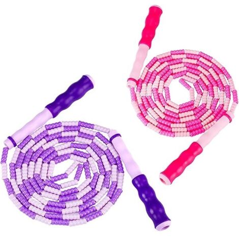 Corde à Sauter - Perles TPU Souples - Poignées Antidérapantes en Caoutchouc - Réglable - Convient pour Enfants Adultes - 2 Pièces