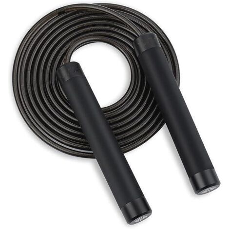 Corde à Sauter Poids - Câble Acier 5,5 mm - Longueur Réglable 240 à 330 cm - Roulements à Billes - Poignées Métal avec Revêtement Silicone - 1 Pièce