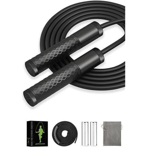 Corde à Sauter Poids - Poignées en Acier Allié - Corde en PVC et Coton - Intérieur Extérieur - Pour Entraînement Fitness Boxe HIIT - 1,5 lb