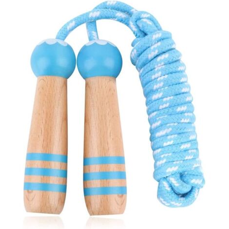 Corde à sauter pour enfants, corde à sauter pour enfants, manche en bois, cordes à sauter 2,7 m/8,5 pieds, cadeau de Noël, d\'annive