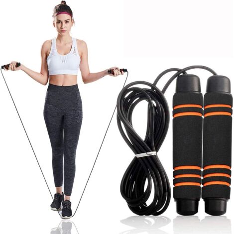 Corde à sauter pour fitness, corde à sauter pour l'exercice, corde réglable sans enchevêtrement, poignée en mousse à mémoire de forme, roulements à billes rapides, Entraînement de fitness, Brûle les g