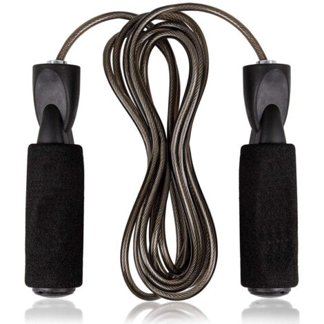 Corde à sauter professionnelle réglable en fil métallique anti-nœuds, durable pour l'entraînement cardio-endurance (noire, 3 m)