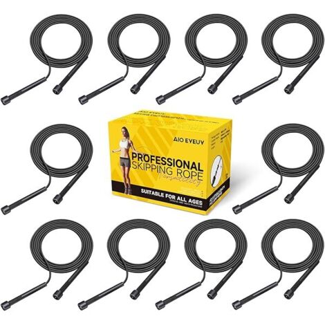 Corde à Sauter Réglable - 10 Pièces - PVC - Pour Entraînement Cardio, Fitness et Éducation Physique - Longueur Réglable jusqu'à 274 cm