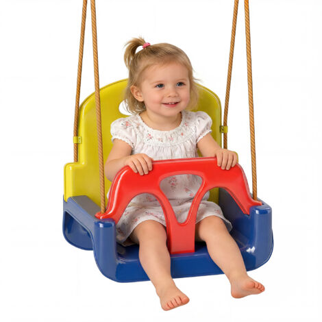 Corde ajustable 3 en 1 pour enfants avec barre de sécurité amovible en T-bar de dossier et ceinture de sécurité bleu foncé