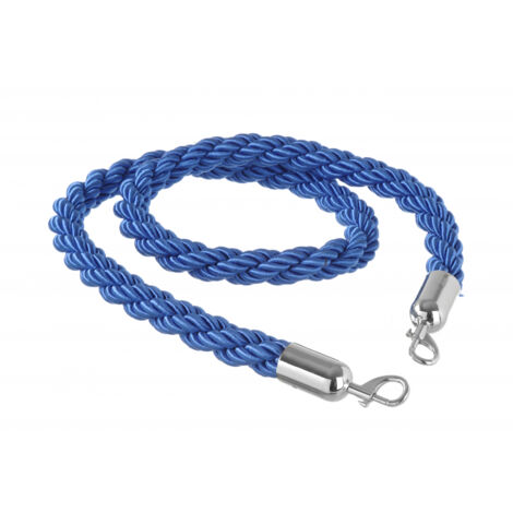 Corde bleue pour poteaux de clôture avec mousquetons argentés, longueur 1,5 m