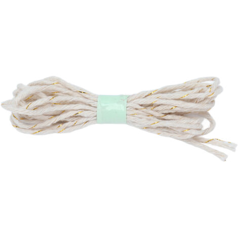 Corde Cadeau Réutilisable 2m pour Noël Anniversaire Mariage - Fil Coton Blanc Doré Emballage