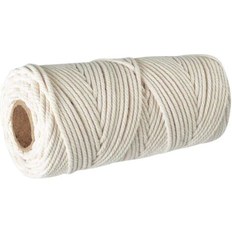 Corde Coton Macramé 3mm, 100m Fil de Coton,100% Naturel Fil de macramé,Ficelle Corde de Tressée DIY de Tapisserie de Plante Cintre de Drapeau de Table de Décoration Artisanat Suspendues