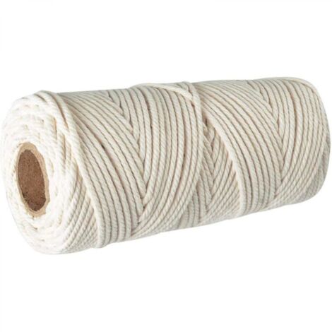 Corde Coton Macramé 3mm, 100m Fil de Coton,100% Naturel Fil de macramé,Ficelle Corde de Tressée DIY de Tapisserie de Plante Cintre de Drapeau de Table de Décoration Artisanat Suspendues