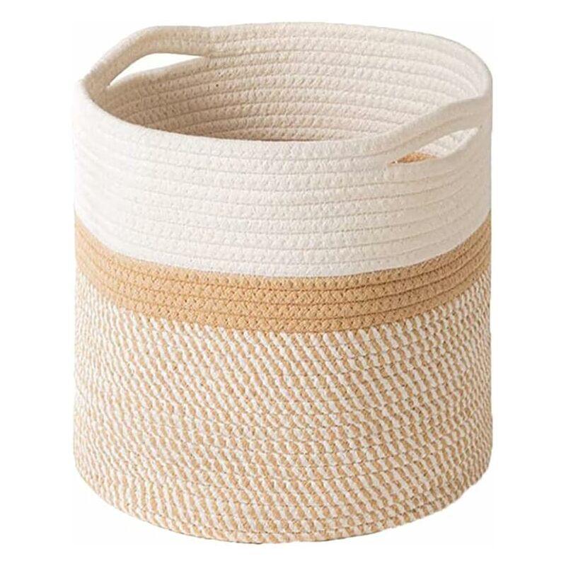 Corde Coton Panier à Plantes, Panier Tissé de Fleurs, Paniers de tressé Pliable a vec poignée Panier de Rangement, Panier de Plantes pour Pot de