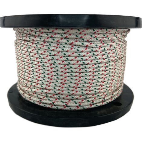 Corde d'ancrage, roue de corde D.4mm, blanc, KF vert/rouge, avec M.E.